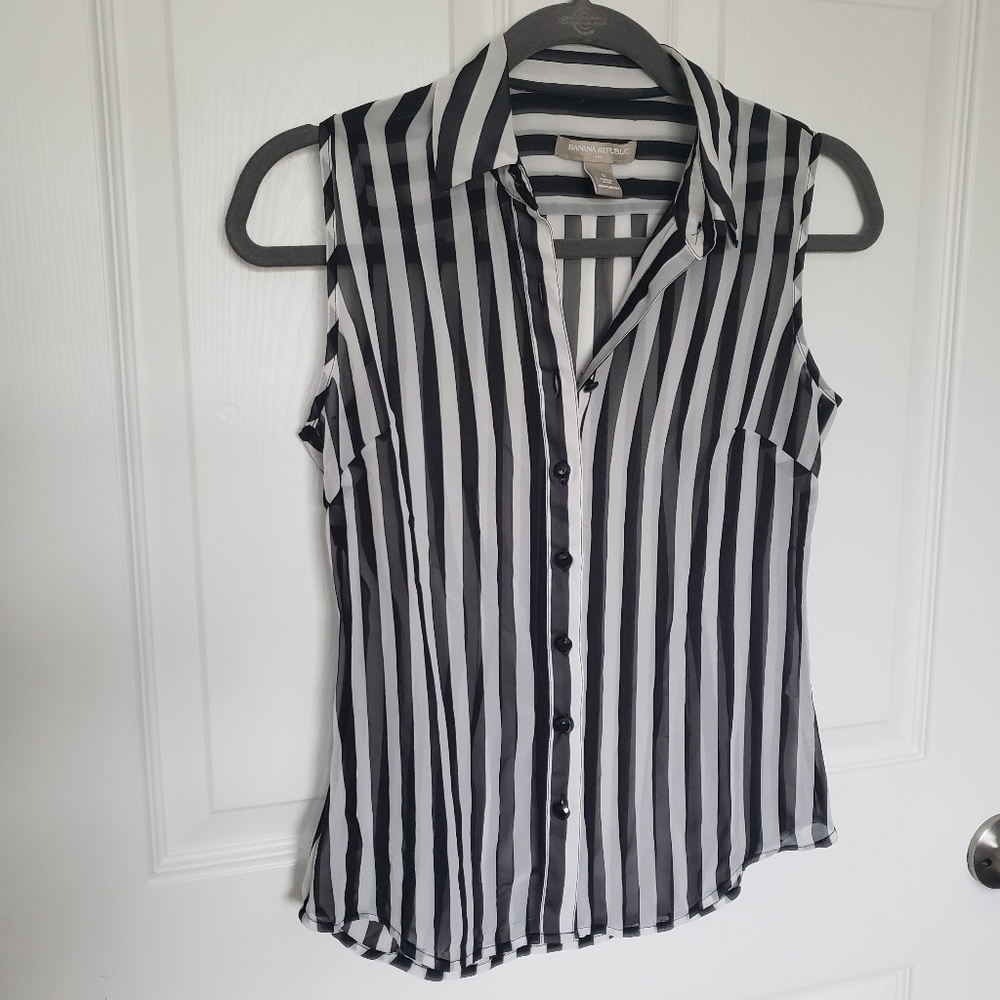 Banana Republic Sheer Stripe Sleeveless Blouse